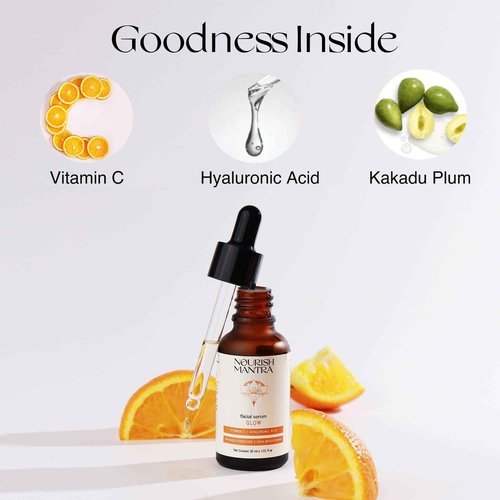 Nourish Mantra Glow Serum | Vitamin C & Vitamin E | No Parabens & Sulphates | Glow serum for oily & dry skin