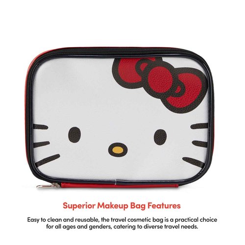 Hello Kitty Cosmetic Case Set - Girls, Boys, Teens, Adults - Officially Licensed Hello Kitty Travel Cosmetic Case 3 Piece Set (Red)