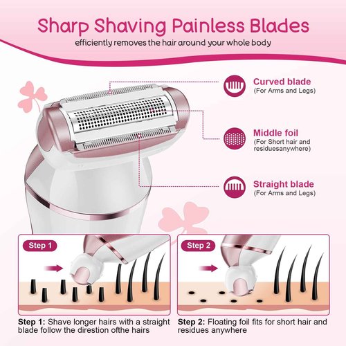 2-in-1 Bikini Trimmer for Women, Gifts for Women, Electric Shaver for Womens, Rechargeable Wet Dry Lady Hair Remover,IPX7 Waterproof, Razor for Legs