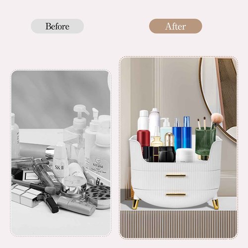 Makeup Organizer with Drawers,Skincare Plastic Storage for Vanity,Large Cosmetic Display case for Dresser with Handle,Large Capacity Bathroom Countertop