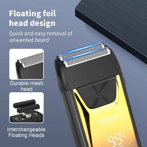 HIENA PRO Professional Cordless Hair Clippers for Men, T-Blade Beard Trimmer & Foil Shaver Set, Rechargeable Barber Clipper Kit and Hair Cutting Set, Facial Grooming Kit with LED Display