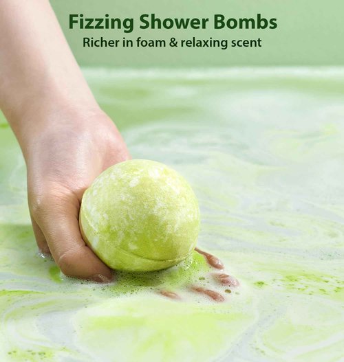 Menthol Bubble Bath Bombs & Migraine Rollon Stick Gift Set Pack of 3 - Perfect for Gifting for Birthday Christmas or Stocking Stuffers