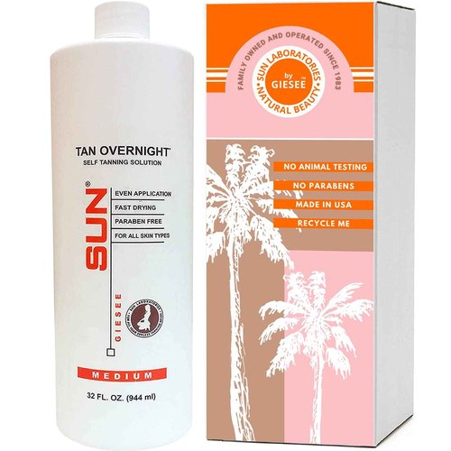 Spray Tan Solution (Medium) Airbrush Tanning Micro Mist (32oz) for Self Tanning Natural Sunless Solution, Body and Face for Bronzing and Golden Tan (Packaging May Very)