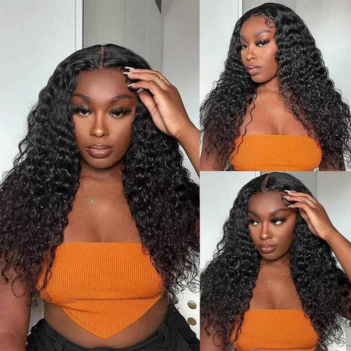 KRKRYQ 22 Inch 13x6 Deep Wave Lace Front Wigs Human Hair 250% Density 13x6 HD Lace Frontal Wigs Human Hair Pre Plucked Deep Curly Glueless Wig Brazilian Virgin Human Hair for Women Natural Color
