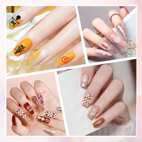 Biutee Nail Stamper Kit 12Pcs Nail Stamping Plate 8Pcs Stamping Gel Polish Nail Stamping Kit with Silicone Stamper Scraper Storage Bag Lace Plaid Stamp Template Christmas Gift for Women