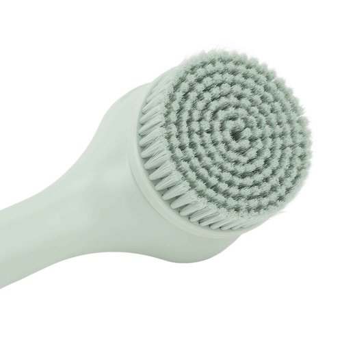 Rechargeable Electric Back Scrubber Body Brush with 3 Gears Multifunctional Shower Bathing Tool, Detachable Long Handle & 6 Brush Heads for Complete Shower Use - Light Green