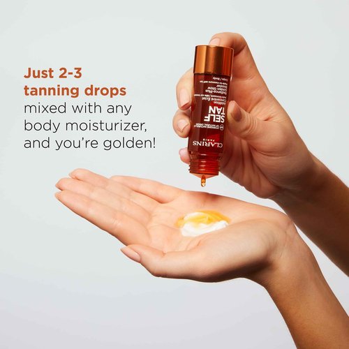 Clarins Self Tanning Body Booster | Self Tanning Drops For Body To Mix With Moisturizer | Natural, Long-Lasting, Streak-Free, Buildable Tan | Hydrates | Non-Staining | 99% Natural Ingredients | 1 Oz