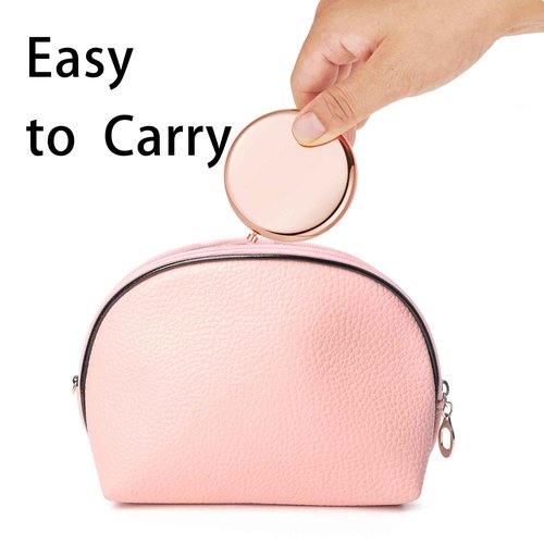 QUSTGO Compact Mirror, Pocket Travel Makeup Mirror for Purse, Metal Round Shell, 2-Sided 1X/2X Magnifying, Portable, Folding, Handheld, Rose Gold, 12 Pack