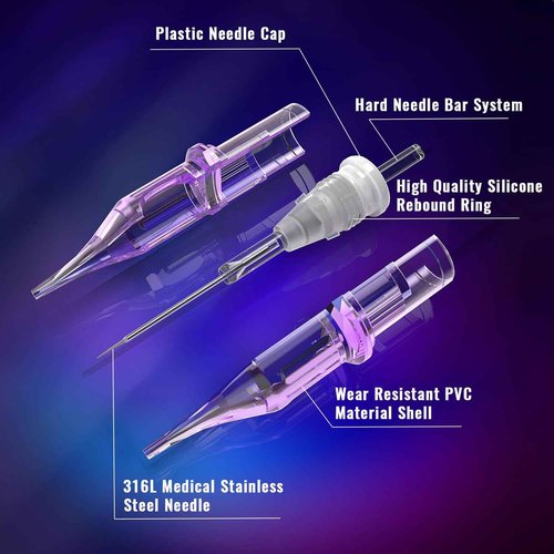109 Wireless Tattoo Pen Machine Rotary Tattoo Gun with 2PCS Replaceble Batteries Coreless Motor Digital Display Tattoo Needles 10PCS Standard Size 5RL Disposable Tattoo Cartridge Needles with Membrane