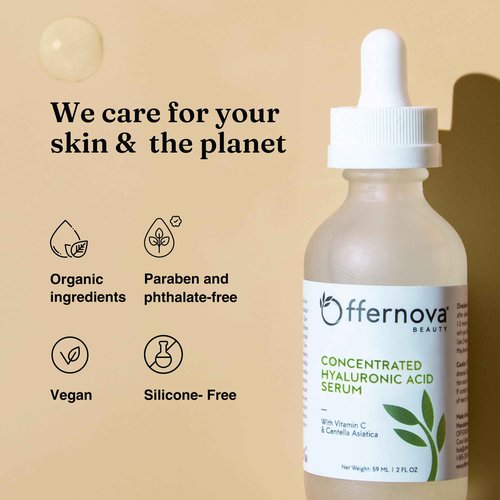 Offernova Rapid Radiance Duo - Organic Rosehip Seed Oil - Hyaluronic Acid Serum - Rosa Mosqueta y Acido Hialurónico