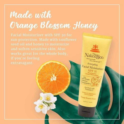 The Naked Bee Vitamin C Face & Body Moisturizing Sunscreen SPF 30 + 2.5oz Vitamin C Facial Moisturizer SPF 30 Orange Blossom + Orange Blossom Honey Everyday Facial Care