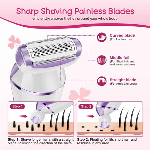 Electric Shaver for Women, Gifts for Women, Electric Razor for Womens, Rechargeable Wet DryLady Hair Remover,IPX7 Waterproof, Shaver for Legs (Purple)