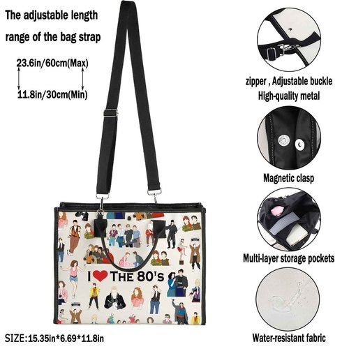 G2TUP Movies Inspired Gift I Love The 80's Tote Bag 80’s Movies Lover Fan Handbag Movies Merchandise 80’s Gift (I Love The 80's TT)