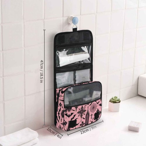 MNSRUU Hanging Toiletry Bag Black Gothic Moon Spider Webs and Bats Travel Makeup bag for Toiletries Portable Travel Toiletry Organizer Cosmetic Bags with Hanging Hook