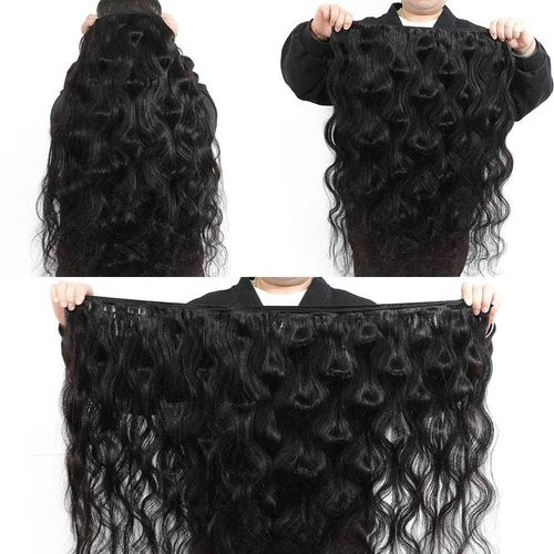 15A Raw Human Hair Bundles Body Wave Human Hair,Triple Lifespan Indian Virgin Hair,No Tangle Shedding,Multiple Washes Keep Texture Silky Soft (3 Bundles Natural Color, 16 16 16 Inch)