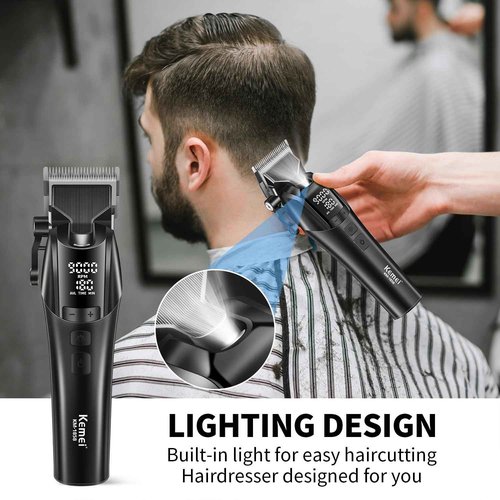 KEMEI Professional Hair Clippers for Men, Cordless Hair Cutting Kits，Rechargeable Hair & Beard Trimmer Barber Clippers, KM-1858