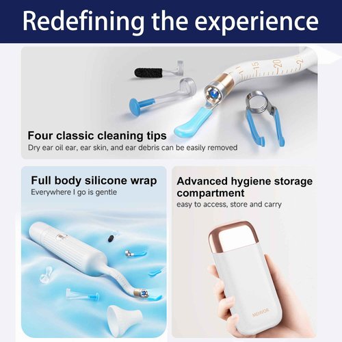Ear Wax Removal Tool Camera, Smart WiFi Ear Cleaner with Camera, HD Visual Otoscope, Safe Silicone Flexible Scoops & Tweezers Sets Tools for Adults & Kids