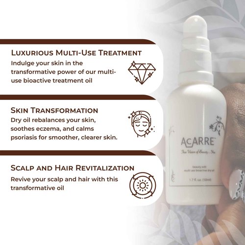 AcARRE Beauty Edit, Luxurious Multi-Use Treatment Oil, Baobab & Kalahari Melon Oil for Skin & Hair Rejuvenation, Eczema Relief, and Scalp Revitalization - 0.5 fl oz