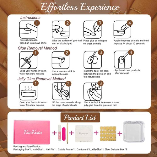 Handmade Acrylic Press On Nails Almond, Brown Press On Nails Medium, Flower 3D Nails French Tip Amber Gold Chrome For Women Gift, Reusable Stick On Fake Nails Kit With Nail Glue(Amber Bloom-M)