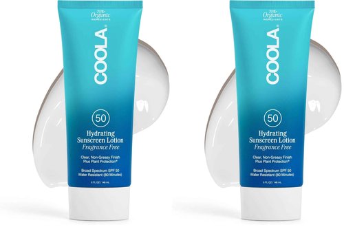 COOLA Organic Sunscreen SPF 50 Sunblock Body Lotion, Dermatologist Tested Skin Care for Daily Protection, Vegan and Gluten Free, Fragrance Free, 5 Fl Oz (Pack of 2)