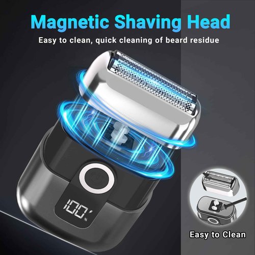 LYRSLF Electric Foil Shavers for Men: Mini Electric Razor, Foil Shaver for Face, IPX7 Waterproof Wet Dry Cordless Razor with 3 Floating Blades, LED Display, USB-C Fast Rechargeable for Travel & Home