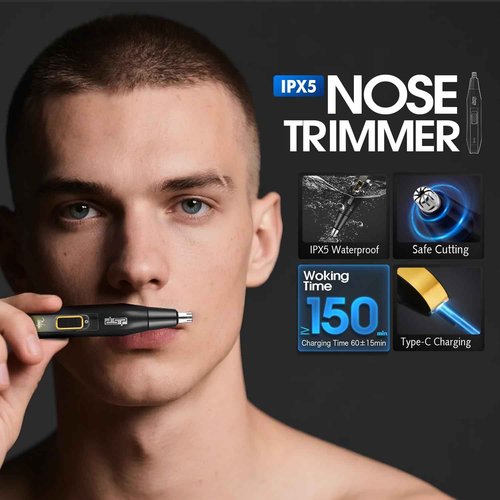 DSP 4-in-1 Men's Grooming Kit, Manscape Adjustable Beard Trimmer, Body Trimmer, Nose Hair Trimmer & Foil Shaver, IPX7 Waterproof, LED Display, Cordless for Face & Body, for Home, Gift for Men