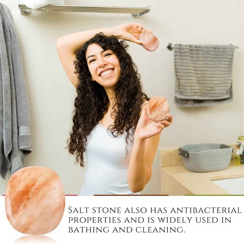 Swiffen 20 Pcs Flat Oval Massage Stone 3.5 x 1 x 2.6 Crystal Hand Carved Stone for Massages Therapy Himalayan Salt Massages Rocks Natural Pink Heated Warmer Stones for Spa Massage Salt and Sugar