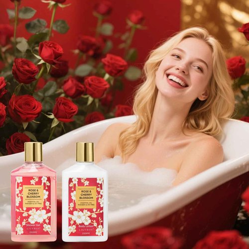Christmas Gifts for Women - 27 Pcs Bath and Body Gifts Basket Set - Rose Spa Gifts Set Skin Care Set for Women, Gift Baskets Set for Mothers Day Mom | Gifts for Birthday, Valentines Day