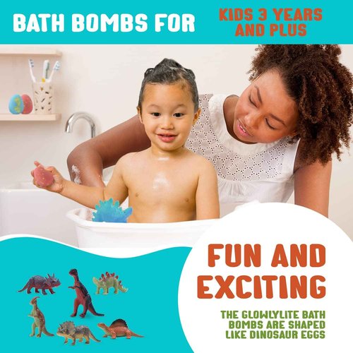 GlowlyLite Bath Bombs | 9 Pack Organic Bath Bomb For Kids With Surprise Inside | Organic Bubble Bath Fizzies With Toys, Fun Birthday Gift And Stocking Stuffer for Boys and Girls, Perfect for Bath Time