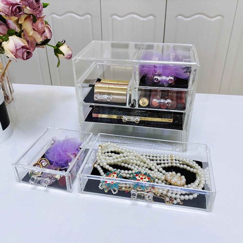 Guolich Nail Organizers Clear Acrylic Nail Jewellery Accessories Storage Case Holder Shelves Display Mesa Para Manicura Profesional Nail Table (6 Drawers)