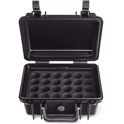 Holder Ink® Tattoo Ink Travel Case for 1oz tattoo ink bottle sizes. Carrying solution that allows you to pack your essential kit of tattoo inks. Capacity for 24 ink bottles. Pressurized valve included