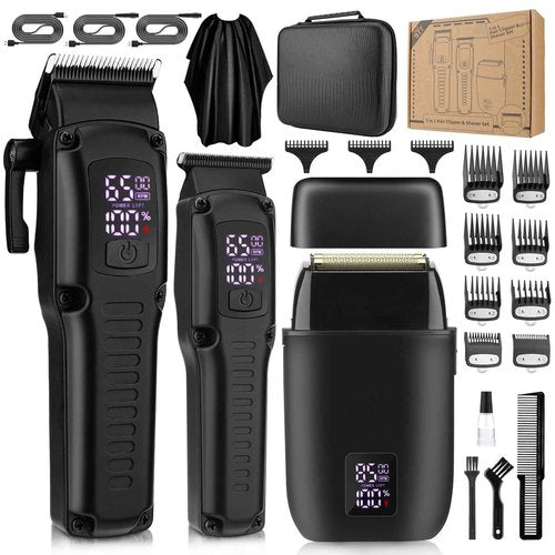 Saoilli Hair Clippers for Men Professional,Cordless Beard Trimmer Hair Trimmer for Men Set,Electric Shavers Rechargeable,Barber Clippers for Haircut Grooming,Razor with Case