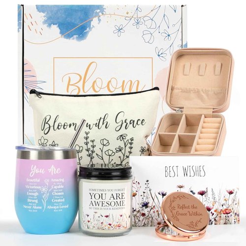 JOYSELLER Gifts for Women, Mother’s Day Gifts from Daughter Son, Birthday Gifts for Women Mom, Christian Wildflower Relaxing Self Care Gifts Baskets Set for Mom, Wife, Girlfriend, Sister, Friends