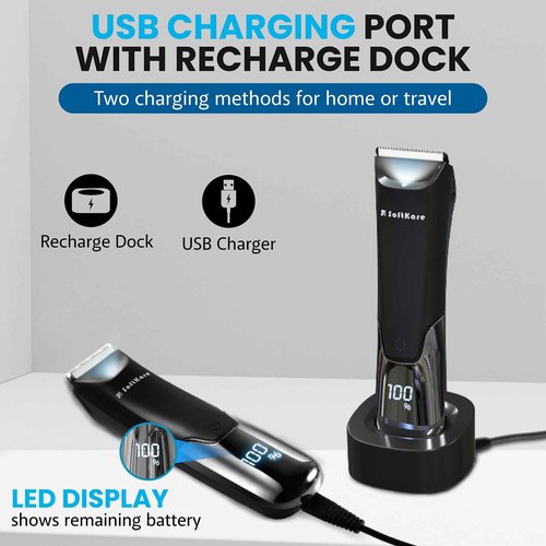 Body Hair Trimmer for Men Manscape - Electric Safe Shaver Pubic Hair Groomer LED Light Ball Razor Waterproof Mens Trimmers Rechargeable Cordless Replaceable Ceramic Blade Clipper Wet/Dry Smooth