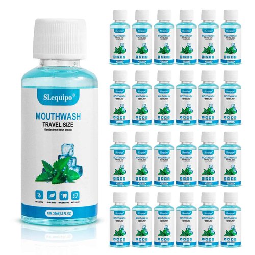 SLequipo 100 Travel Size Mouthwash Bulk Mini Mouthwash, Fresh Mint Portable Mouthwash Individual 1.2oz/35ml Mouthwash Bottles for Travel Toiletry Kits, Blue