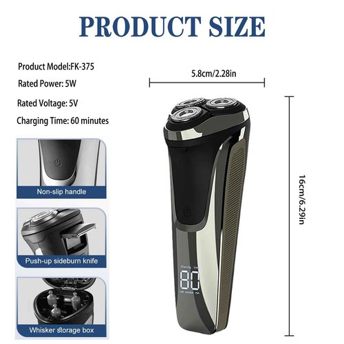 Snapbuy Electric Razor for Men,Snapbuy Electric Razor Pro of Father,4D Floating Head Rotary Shaver, Ipx7 Waterproof Cordless Shaver,with LED Display & Quiet Motor,Fast Charging (Black)