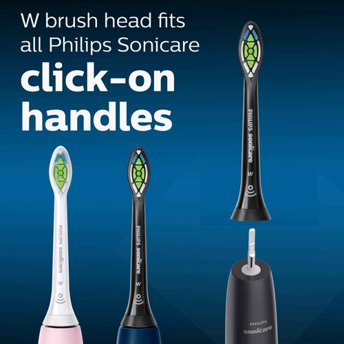Philips Sonicare W DiamondClean - Genuine Replacement Electric Toothbrush Heads, Black, 4 Pack One Year Supply, HX6064/95