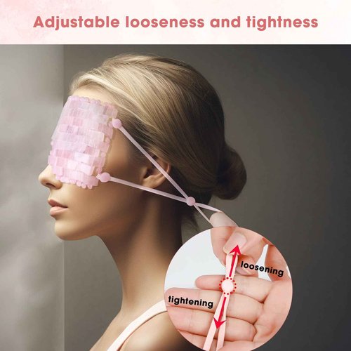 LazyGa Rose Quartz Eye Mask - with Adjustable Strap for face 100% Natural Gemstone Jade Sleep Mask for Hot & Cold Anti Aging Therapy