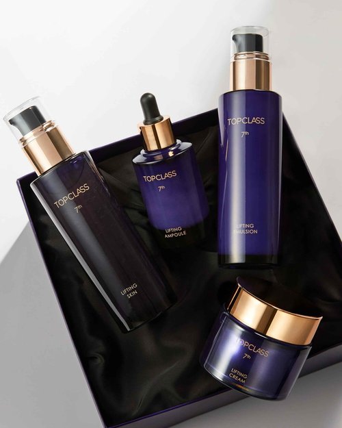 CHARMZONE TopClass Lifting 7th Skincare Set – Korean Anti-Aging 4-Piece Set with Toner, Emulsion (4.05 fl oz) & Ampoule, Cream (1.69 fl oz) – Firming, Lifting, Hydrating with Triple Collagen K-Beauty