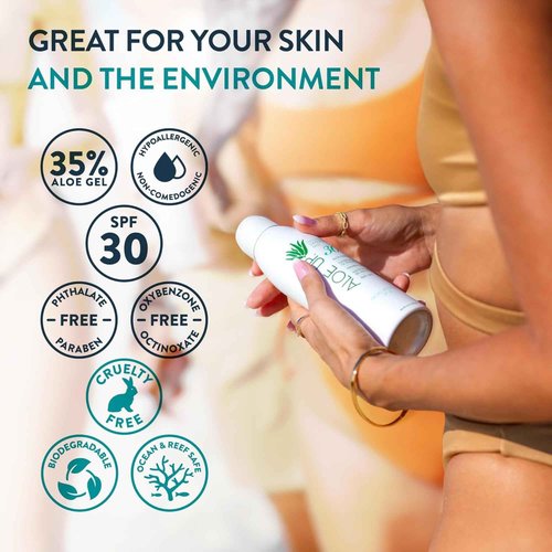 Aloe Up White Collection Sunscreen Spray SPF 50, White Collection Sunscreen Spray SPF 30, and Sport Sunscreen Lotion SPF 50 - Bundle with Face and Body Sunscreen Protector - Reef Friendly - 3 Items