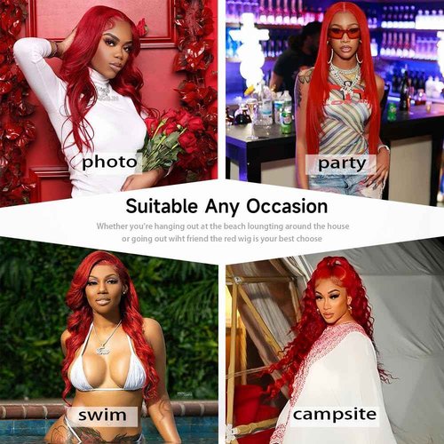 mululi 30 Inch Red Wig Human Hair Pre Plucked Red Lace Front Wigs Human Hair 200% Density 13x4 Colored Wigs for Women Body Wave Red Lace Front Wig