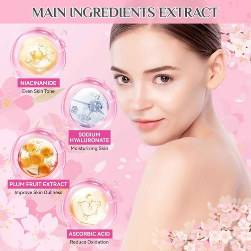 9Pcs Bath and Body Gift Set for Women & Girls, Cherry Blossom Bath and Body Gift Set with Body Wash, Lotion, Soap, Bath Bomb, Scrub, Hand Cream & Lip Mask, Home Spa Gift Set for Women Christmas Gifts