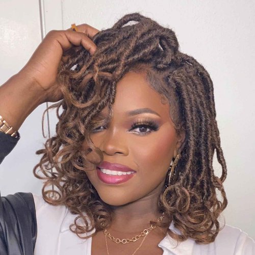 Toyotress French Curl Locs Crochet Hair - 10 Inch 8 Packs Ombre Brown 3 Tones Crochet Faux Locs With Curly Ends, Short Pre-Looped Soft Locs Braiding Hair Extensions (10 Inch, OT30/27-8P)