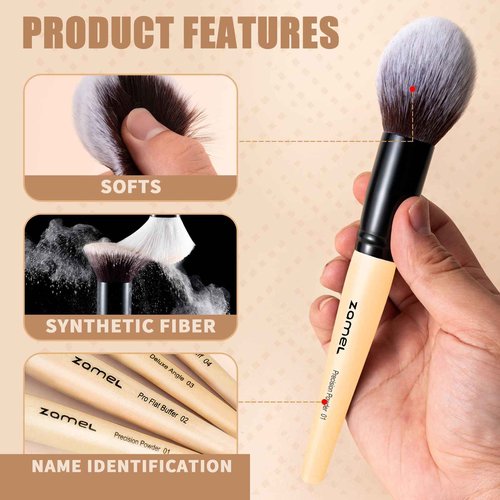 ZAMEL Makeup Artist Real Goat Synthetic Hair Make up Brushes Set, 15 Pcs Deluxe Face& Eye Best Makeup Brush set Ultra Soft Dense Flat Foundaiton Powder Blush Concealer Blending Eyeshadow Brush