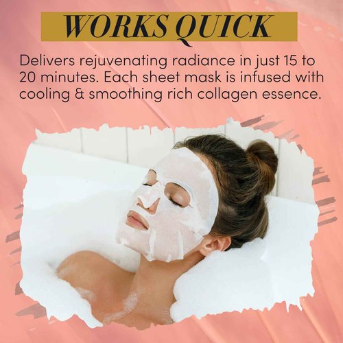 TAUT Collagen Face Mask – 5 Sheet Pack with Hyaluronic Acid, Marine Collagen & Vitamin C – Hydrating, Anti-Aging Sheet Mask for Firm, Glowing Skin – Korean Skincare Inspired