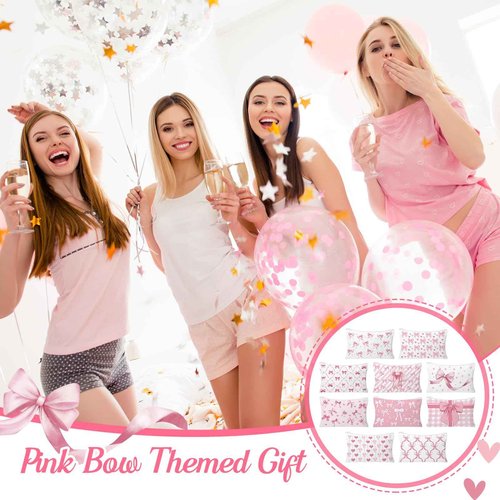 HSDSH 30pcs Pink Bow Makeup Bag Coquette Cosmetic Bags for Women Elegant Bow Preppy Pink Pouch Travel Toiletry Bag Bow Themed Gifts for Women Teens Teen Girls