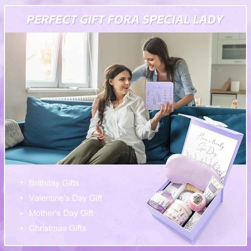 Frerdui Lavender Spa Gifts Set, 11 Pcs Bath Gift Set for Women, Relaxing Spa Gifts, Home Spa Products, Birthday Gifts for Women Valentine's Day