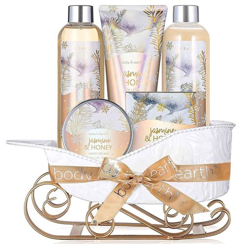 Bath and Body Set -Jasmine & Honey Scent Women Gifts Spa Set and 7 Pcs Lavender Scented Spa Gifts for Women