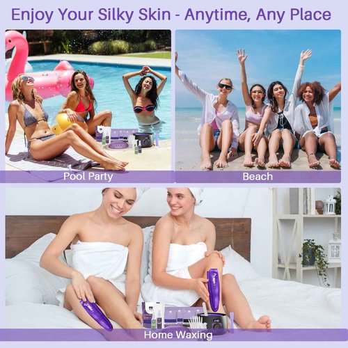 BLITZWAX Brazilian and Bikini Waxing Kit With 2.5lb Lavender Wax Beads, Hard Wax Warmer for Face, Legs and Body, At Home Hair Removal Kit, Beginner Friendly, Digital Fast Heating, 56 Wax Items