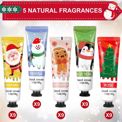 Swiffen 45 Pcs Christmas Hand Cream Gift Set Bulk Mini Hand Lotion Travel Natural Plant Fragrance Moisturizing Cream Dry Cracked for Women Mom Christmas Stocking Stuffers Gift Calendar Advent Favors